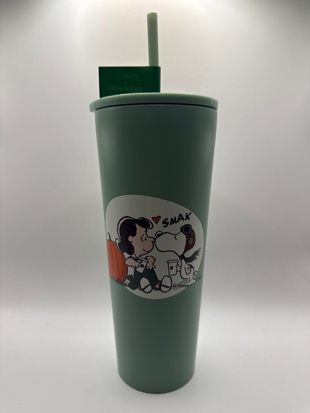 LIMITED EDITION Starbucks Peanuts Snoopy & Sage Green Reusable Tumbler w/ Straw